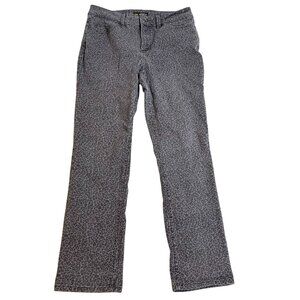 Lee Woman's Jeans 29x28 Measured  Gray Leopard Print Straight-Leg Preppy Casual